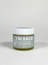 Load image into Gallery viewer, Glass jar of Yin Balm, a botanical balm formulated for vulvar comfort and moisture support. Made with herb-infused oils, cocoa butter, mango butter, evening primrose oil, and beeswax for dry, sensitive intimate skin.