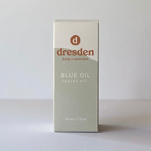 Load image into Gallery viewer, Dresden Body + Wellness blue oil, facial oil, sensitive skin, glass bottle and box
