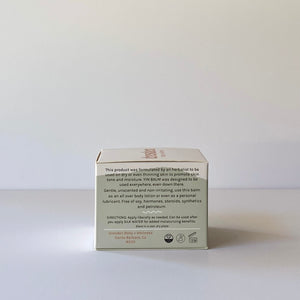 Dresden Body + Wellness Yin Balm box, body balm with herbs for vaginal dryness, sensitive skin, unscented, directions and how to use for menopause and perimenopause